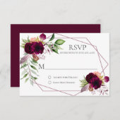 ボヘミアンフローラロマンス幾何学RSVPカード 出欠カード (正面/裏面)