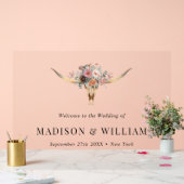 ボヘミアンフローラ牛スカル結婚のウェルカムサイン アクリルサイン (ウェディング)