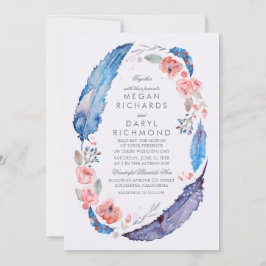 ボヘミアンフローラ素朴フェザー結婚ズ 招待状