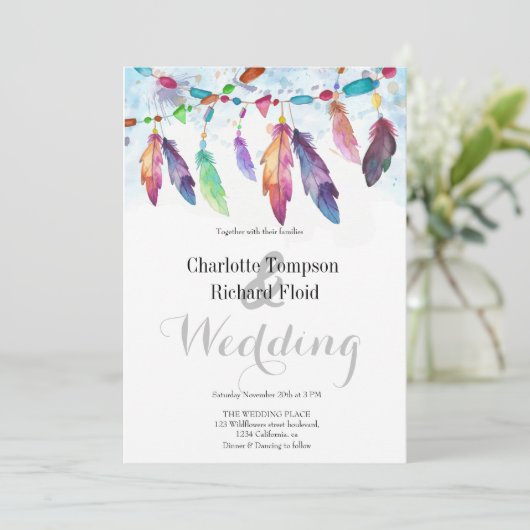 ボヘミアンフローラ結婚フェザー 招待状 (スタンド正面)