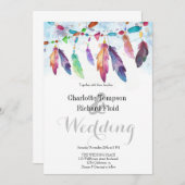 ボヘミアンフローラ結婚フェザー 招待状 (正面/裏面)