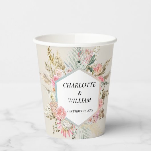 ボヘミアンフローラ結婚フレーム 紙コップ (左)