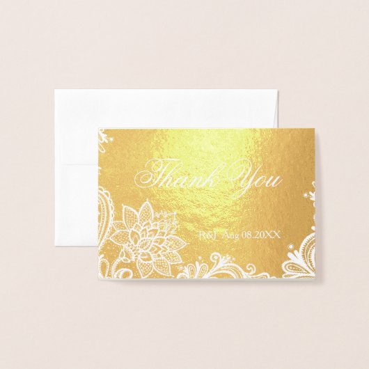 ボヘミアンフローラ結婚レースありがとう 箔カード (封筒付き正面)