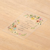 ボヘミアンフローラ結婚ワイルドフラワーズ アクリル招待状 (レイダウン)