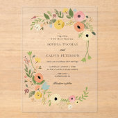 ボヘミアンフローラ結婚ワイルドフラワーズ アクリル招待状 (正面)