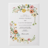 ボヘミアンフローラ結婚ワイルドフラワーズ ベラム紙招待状 (正面)