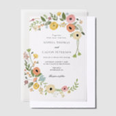 ボヘミアンフローラ結婚ワイルドフラワーズ ベラム紙招待状 (オフセット)