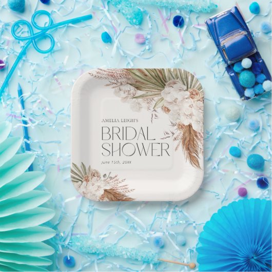 ボヘミアンフローラ&フェザーシャワー ペーパープレート (パーティー)