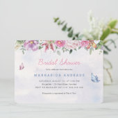 ボヘミアンブライダルシャワー水彩フローラピンク金ゴールド 招待状 (スタンド正面)