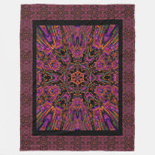 ボヘミアンブラックデイリリーパターン（の模様が）あるコージー フリースブランケット (正面)