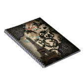 ボヘミアンブラックフローラヴィンテージパリエッフェルタワー ノートブック (右側)