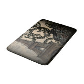 ボヘミアンブラックフローラヴィンテージパリエッフェルタワー バスマット (アングル)