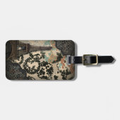 ボヘミアンブラックフローラヴィンテージパリエッフェルタワー ラゲッジタグ (正面横)