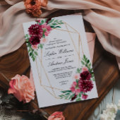 ボヘミアンブルゴーニュバラフローラ結婚式招待状 招待状