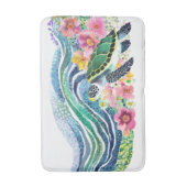 ボヘミアンブルーウェーブハッピートルウォーター色 バスマット (正面縦)