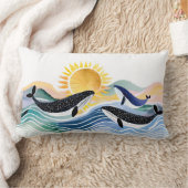 ボヘミアンブルーウェーブ&ハッピークジラ ランバークッション (ブランケット)