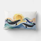 ボヘミアンブルーウェーブ&ハッピークジラ ランバークッション (正面)