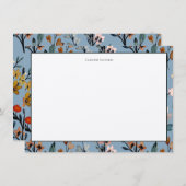 ボヘミアンブルーエレガントウォーターカラーフローラ ノートカード (正面/裏面)