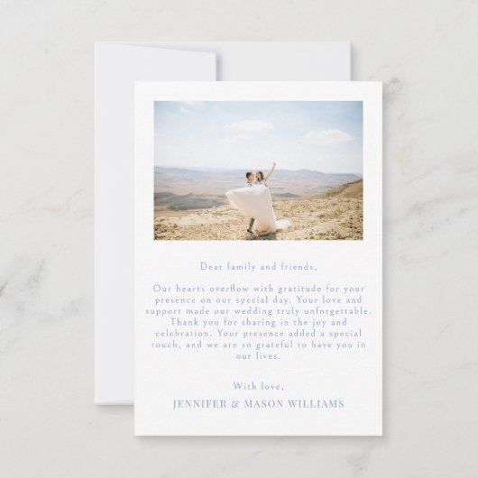 ボヘミアンブルークラシックワイルドフラワー結婚の写真 サンキューカード (裏面)