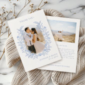 ボヘミアンブルークラシックワイルドフラワー結婚の写真 サンキューカード