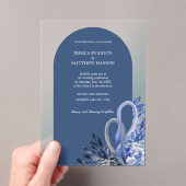 ボヘミアンブルースワンズウォーターカラーアート アクリル招待状 (インサイチュ (ポータブル))