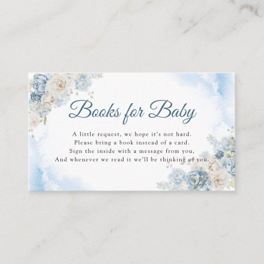 ボヘミアンブルーバラベビーシャワーブックベビー エンクロージャーカード (正面)