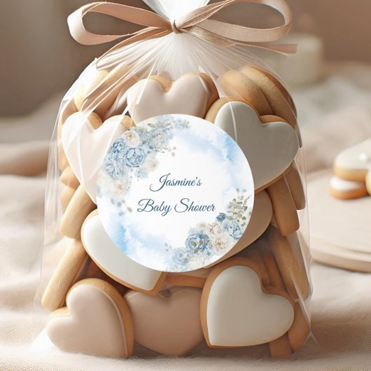 ボヘミアンブルーバラベビーシャワー ラウンドシール