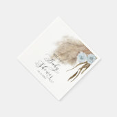 ボヘミアンブルーパンパスグラスベビーシャワー スタンダードカクテルナプキン (角)