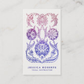 ボヘミアンブルーパープルウォーターカラーフローラデザイン 名刺 (正面)