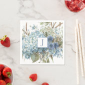 ボヘミアンブルーフラワーウォーターカラーブーケ スタンダードカクテルナプキン (インサイチュ)