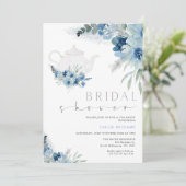 ボヘミアンブルーフローラティーパーティーブライダルシャワー 招待状 (スタンド正面)