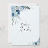 ボヘミアンブルーフローラベビーは醸造ベビーシャワー 招待状 (裏面)