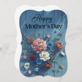 ボヘミアンブルーフローラマザーズデイカード (正面/裏面)