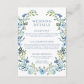 ボヘミアンブルーフローラリース素朴結婚性詳細 エンクロージャーカード (正面)