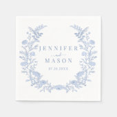 ボヘミアンブルーフローラリース結婚ズ紙ナプキン スタンダードカクテルナプキン (正面)