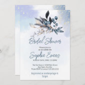 ボヘミアンブルーベリー&グリーンリーブルーブライダルシャワー 招待状 (正面/裏面)