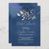 ボヘミアンブルーベリー&グリーンリーブルーブライダルシャワー 招待状 (正面/裏面)