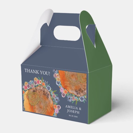 ボヘミアンブルーボホお洒落ワイルドフラワー結婚ズ フェイバーボックス (正面サイド)