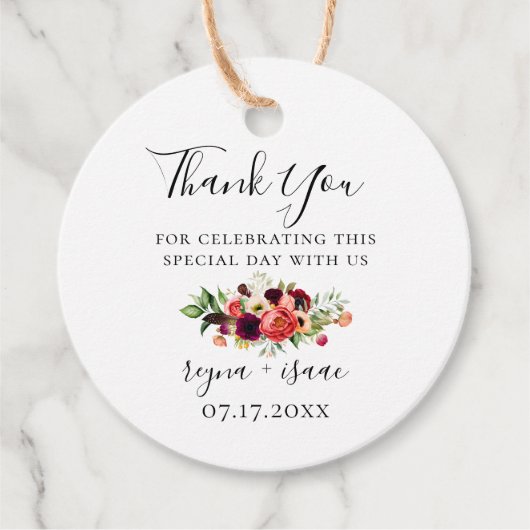 ボヘミアンブルームのウェディング感謝祭 フェイバータグ (正面)