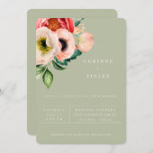 ボヘミアンブルームス ダスティオリーブ ウェディング招待状 案内状 (正面/裏面)