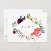 ボヘミアンブルームズ フレーム ウェディング RSVP 曲リクエスト インビテーションポストカード (正面/裏面)