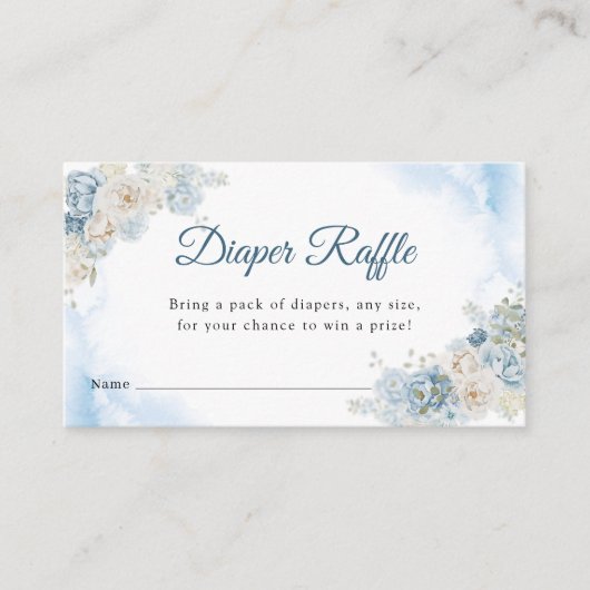 ボヘミアンブルーローズベイビーシャワーディーパーラッフル エンクロージャーカード (正面)