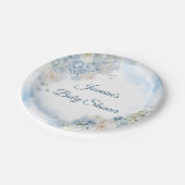 ボヘミアンブルーローズベイビーシャワー ペーパープレート (アングル)