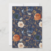 ボヘミアンブルー ラスティック フローラル ウェディング 招待状 (裏面)