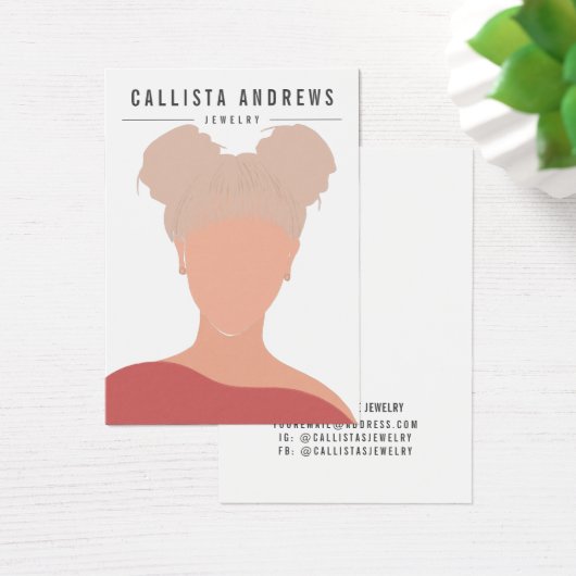 ボヘミアンブロンドガールホワイトイヤリングディスプレイカード (デスク)