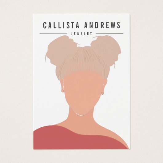 ボヘミアンブロンドガールホワイトイヤリングディスプレイカード (正面)