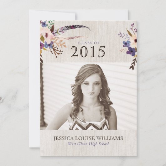 ボヘミアンブーケの卒業案内 招待状 (正面)