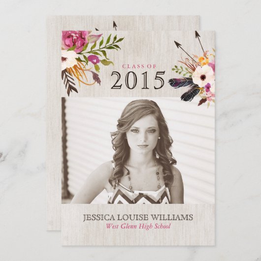 ボヘミアンブーケ卒業の招待状 招待状 (正面/裏面)