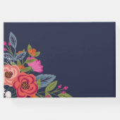 ボヘミアンブーケ – ネイビー結婚ブルー – 's ゲストブック (裏面)