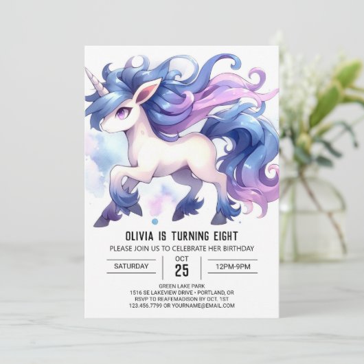 ボヘミアンプリンタブルホース誕生日 招待状 (スタンド正面)